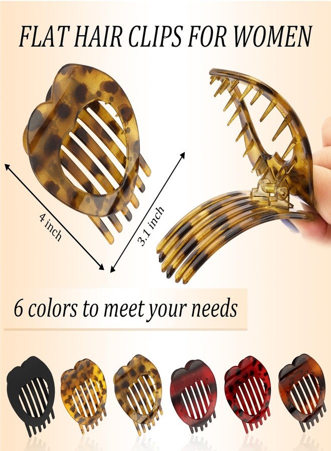 Cubaco 6 PCS Flat Hair Clips for Women, Large French Flat Claw Clips Heart Hair Clips for Thick Thin Hair, Strong Hold Non Slip Leopard Print Hair Accessories for Women Girls Christmas Gifts, Tortoise - Image 2